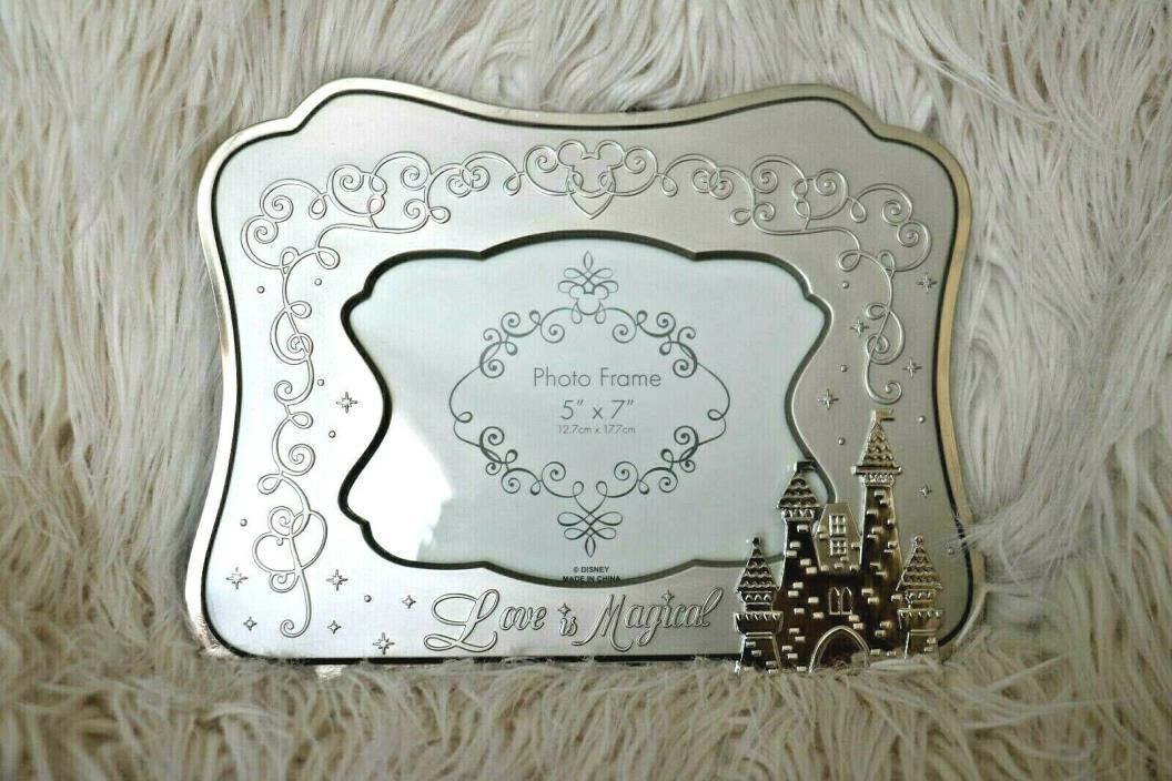 NEW Disney Parks Silver Love is Magical Wedding Castle Photo Frame 5 x 7 Stand