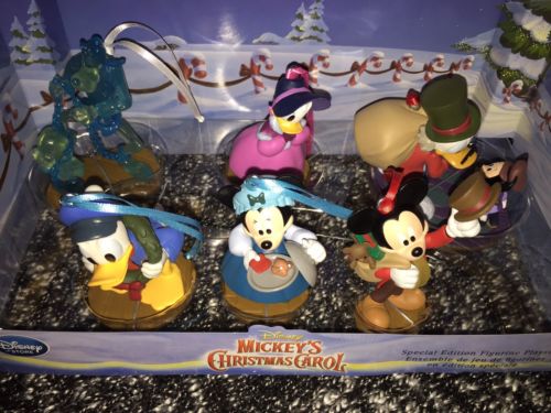 Disney Store Mickey's Christmas Carol Custom Ornaments Set Of 6