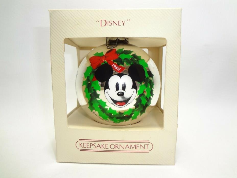 Hallmark Keepsake Glass Ornament Ball 1983 Walt Disney Mickey Mouse