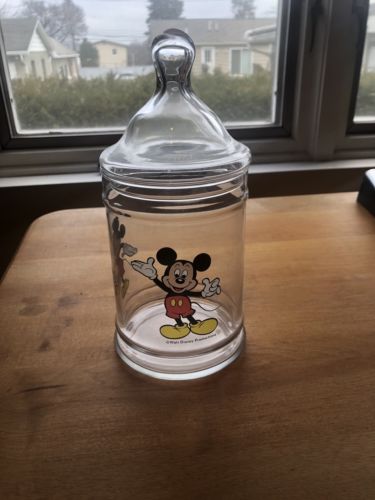 Walt Disney Mickey Mouse Decorative Glass Cookie Candy Jar Canister