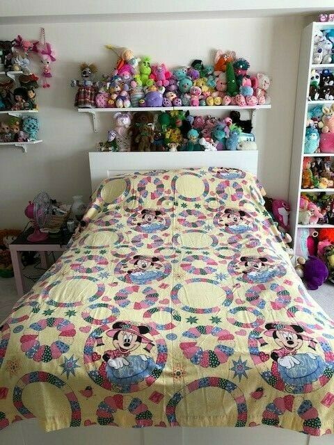Vintage Disney Minnie Mouse Full Size Flat Bed Sheet and Pillow Case Flannel