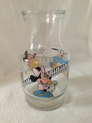 Disney Carafe Mickey Minnie Mouse Goofy Glass Juice Pitcher Anchor Hocking