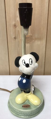 Vtg 1940s Disney MICKEY MOUSE American Pottery RAILLEY Table Lamp w LABEL