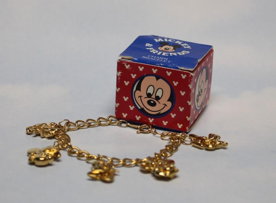 1990 Avon Disney Charm Bracelet Mickey Minnie Donald Pluto Goofy Never Worn