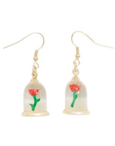Disney Beauty & The Beast Enchanted Rose Drop Earrings Gift New With Tags!