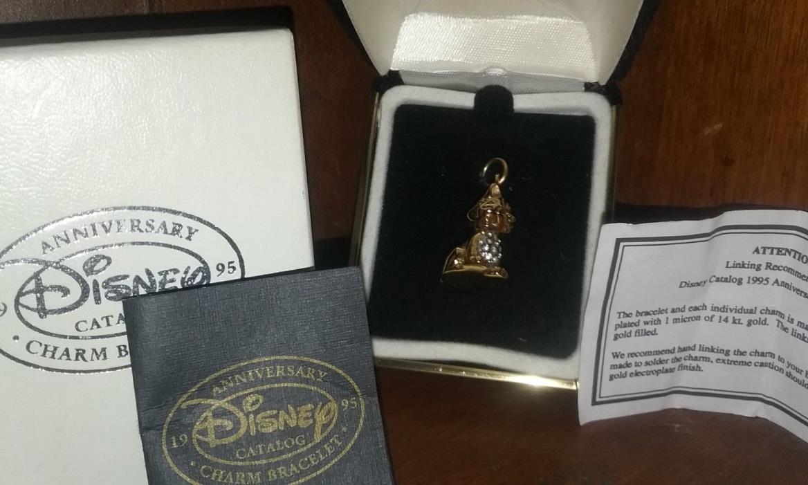 Vtg Disney Store FIGARO Pinocchio Charm Limited Ed 1995 Sterling w 14kt gold NIB