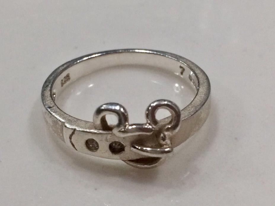 Vintage 925 Sterling Silver Mickey Mouse Belt Buckle Ring  Size 7