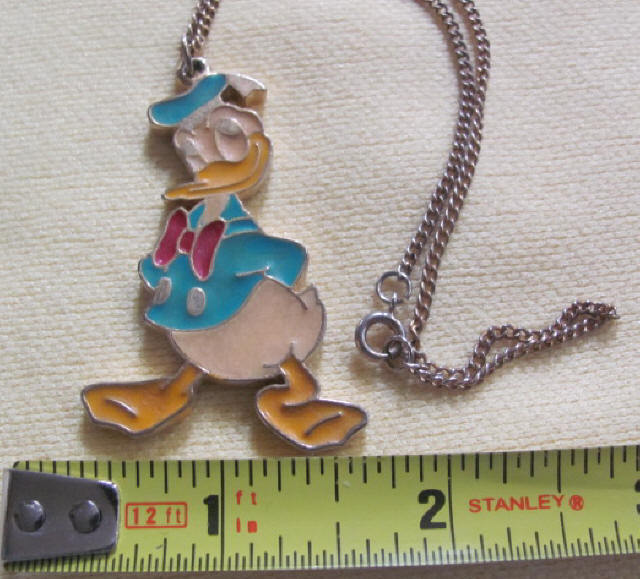 Walt Disney Productions Donald Duck necklace enamel