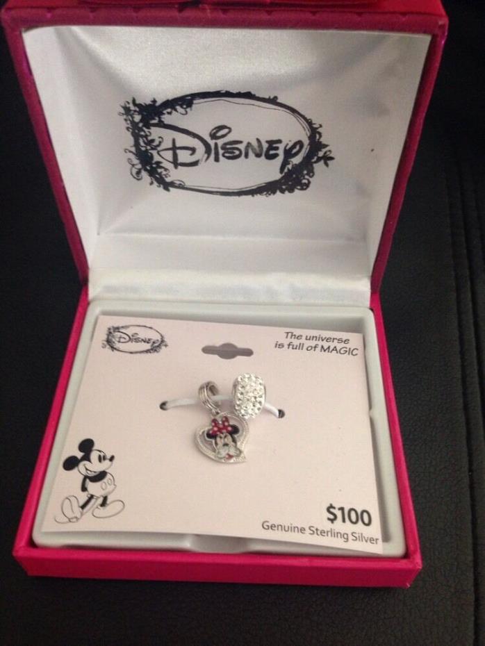 New $100 Genuine Sterling Silver Disney Minnie Mouse Charm