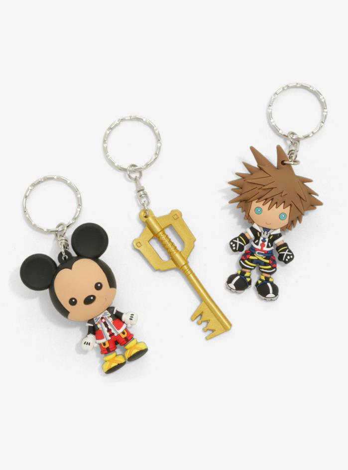 2017 SDCC Kingdom Hearts 3D Monogram Sora, Keyblade Mickey Keychain Ring Set HTF