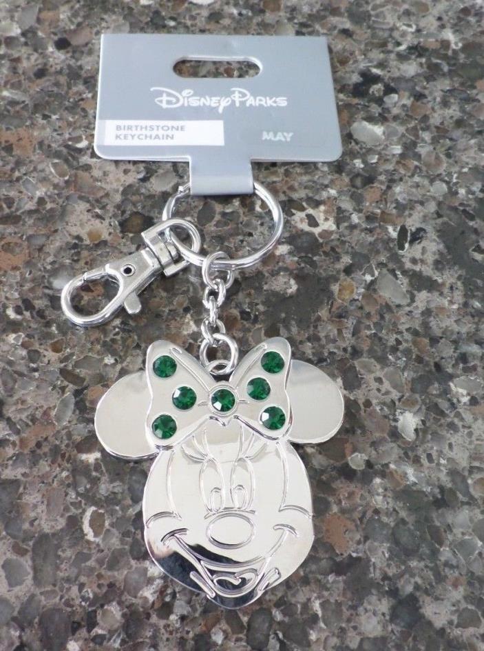 Disney Parks Minnie Mouse Metal May Faux Gem Birthstone Key chain Key Chain