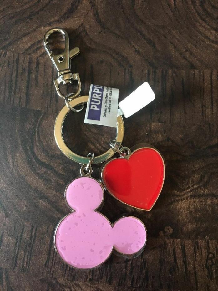 Disney Parks Mickey Icon and Heart Metal Keychain Keyring Key Ring NEW W/ TAG