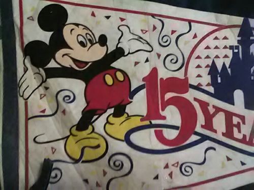 vintage Mickey mouse banner15 yr Walt Disney world anniversary