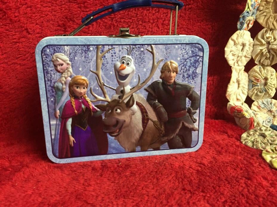 Disney Frozen Embossed Mini Tin Lunch Box Anna Elsa Olaf and Kristoff Snowflakes