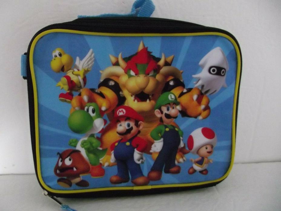 Mario Luigi Brothers and Friends lunch box pail bag insulated cloth black