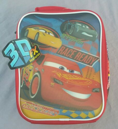 Disney Pixar Cars Kids Lunch Bag insulated Lightning McQueen School rectangle 3D