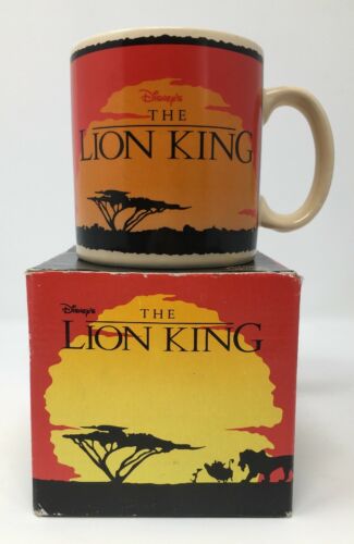 Disney's The Lion King Logo Coffee Mug Orange Yellow and Black EUC Vintage VTG