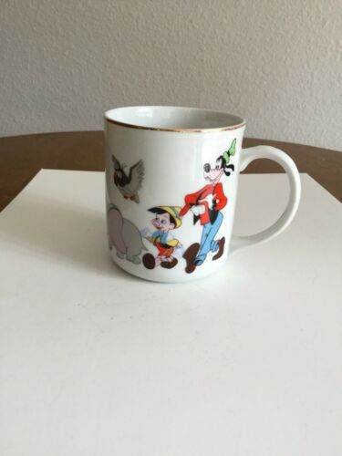 Walt Disney Productions Mug Goofy Pinocchio Dumbo Mickey Pluto Donald EUC