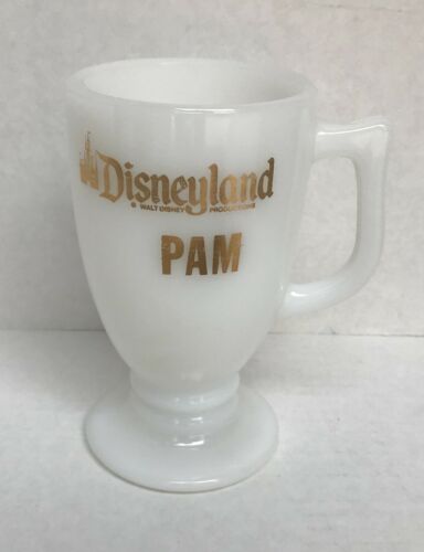 Disneyland Souvenir glass white Milk Glass Pam