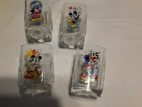 Set 4 McDonalds DISNEY STUDIOS Glass Millennium 2000 Mickey Mouse New Glass Cups