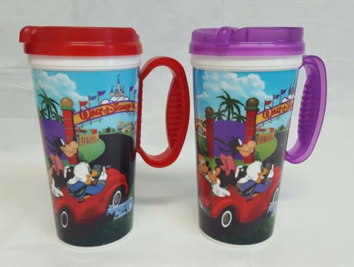 Disney Rapid Fill Hot Cold Reusable  Insulated Souvenir Mug Cups Lids Lot Of 2