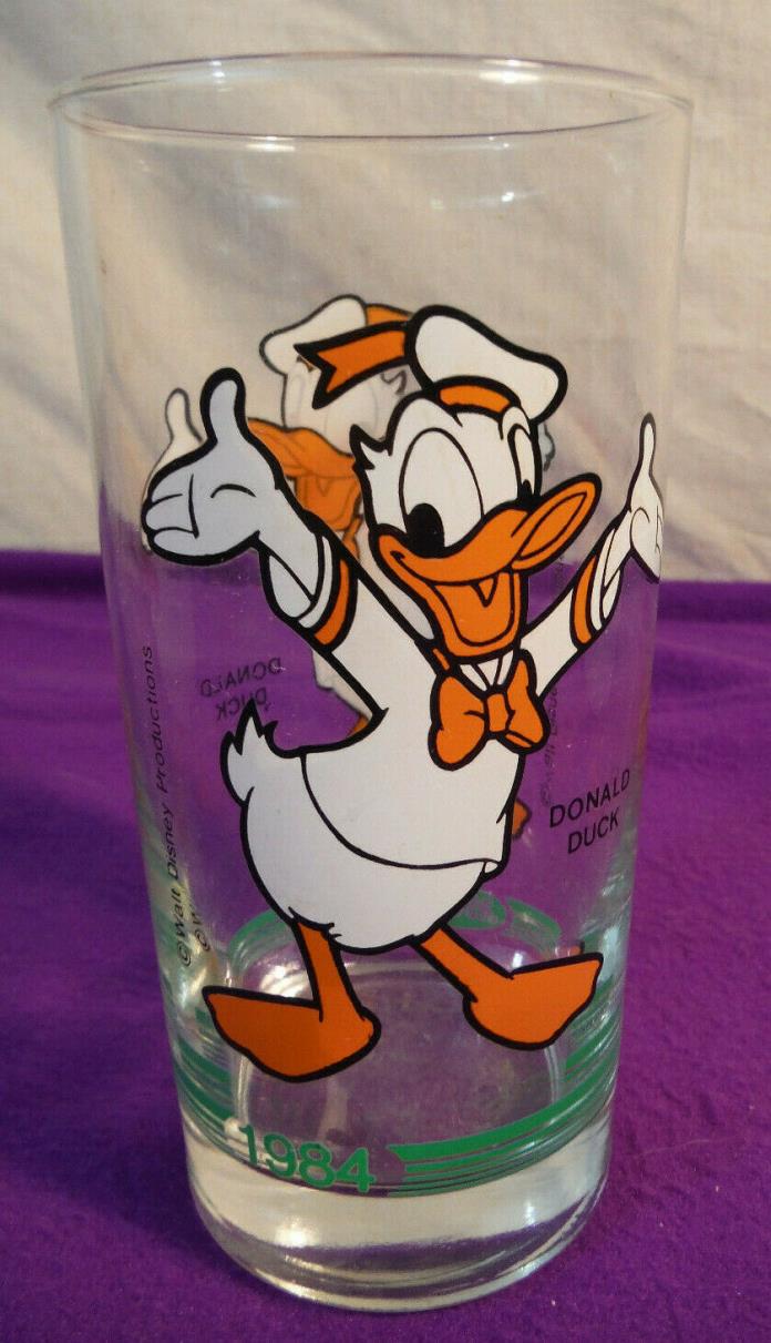 RARE! Walt Disney Productions Donald Duck 1984 Drinking Glass Hook's Drugstore