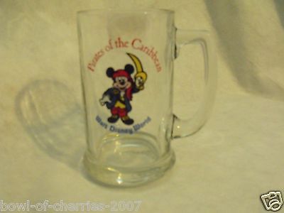 Vintage Walt Disney Productions Mickey WDW Pirates of Caribbean Glass Mug/Stein