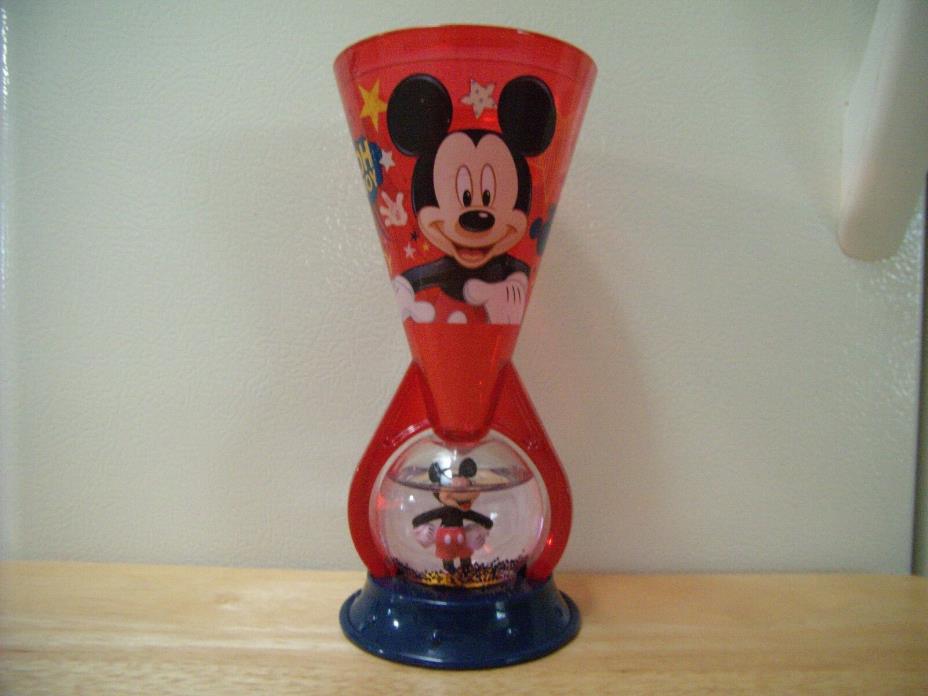 Disney Mickey Mouse Red Glitter Spinning Snow Globe Plastic Drinking Cup Tumbler