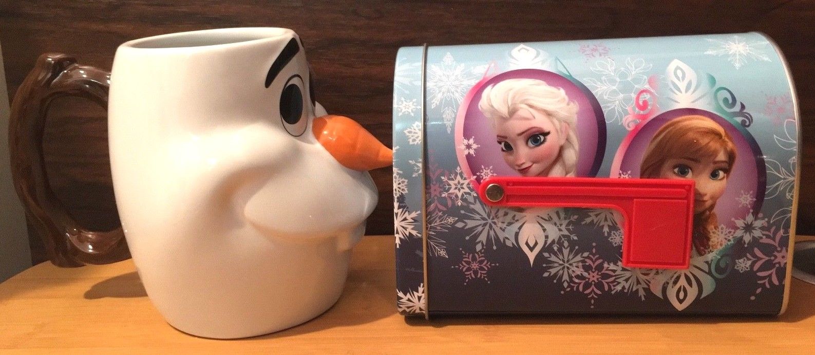 Disney Frozen Olaf Cup Mug - 20 oz. & Tin Mailbox with Elsa and Anna Pictures