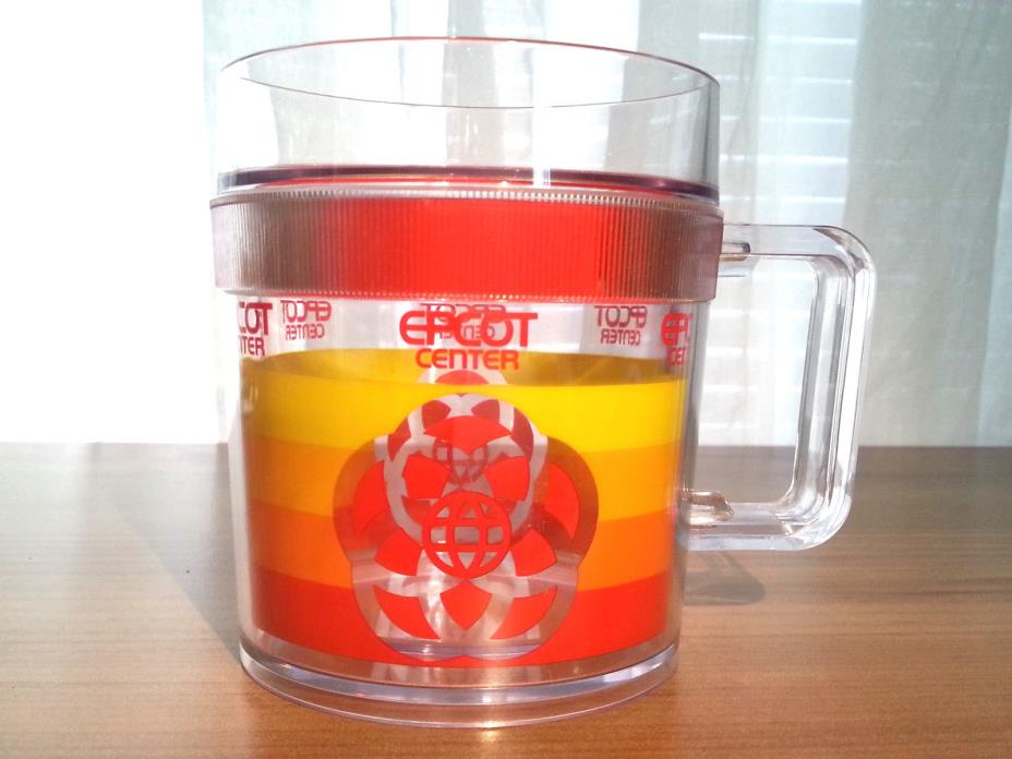 Vintage EPCOT Center Clear Plastic Cup Insulated Tumbler St Tropez Disney World