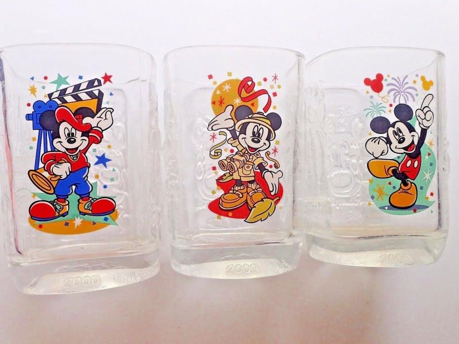 DISNEY Mickey Mouse McDonald's Collector Glasses Set of 3!!!
