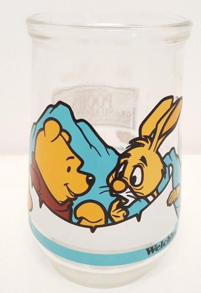 Vintage 90s Disney Welch's Winnie the Pooh Juice Glass 1997 Jelly Jar Rabbit Cup