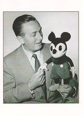 Walt Disney Family Museum Postcard-Retired-2015-Walt w/Original Mickey Mouse-Pie