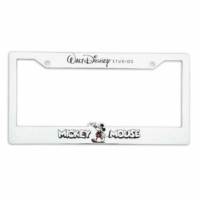 Disney Mickey Mouse License Plate Frame Chrome Metal Walt Disney Studios NEW