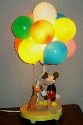 Vintage Disney Dolly Inc Mickey Mouse Pluto Balloon Lamp Children's Night Light
