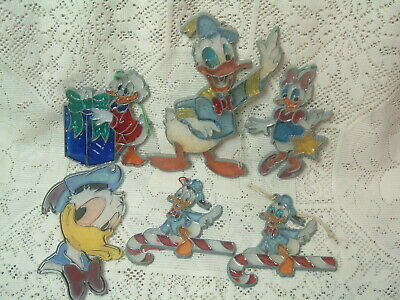 Lot of 6 Disney Donald Duck  Suncatcher Stained Glass Vintage
