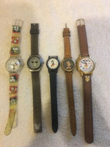 Mickey Mouse Watch Lot. 5 Watches. None Running. Read Description.