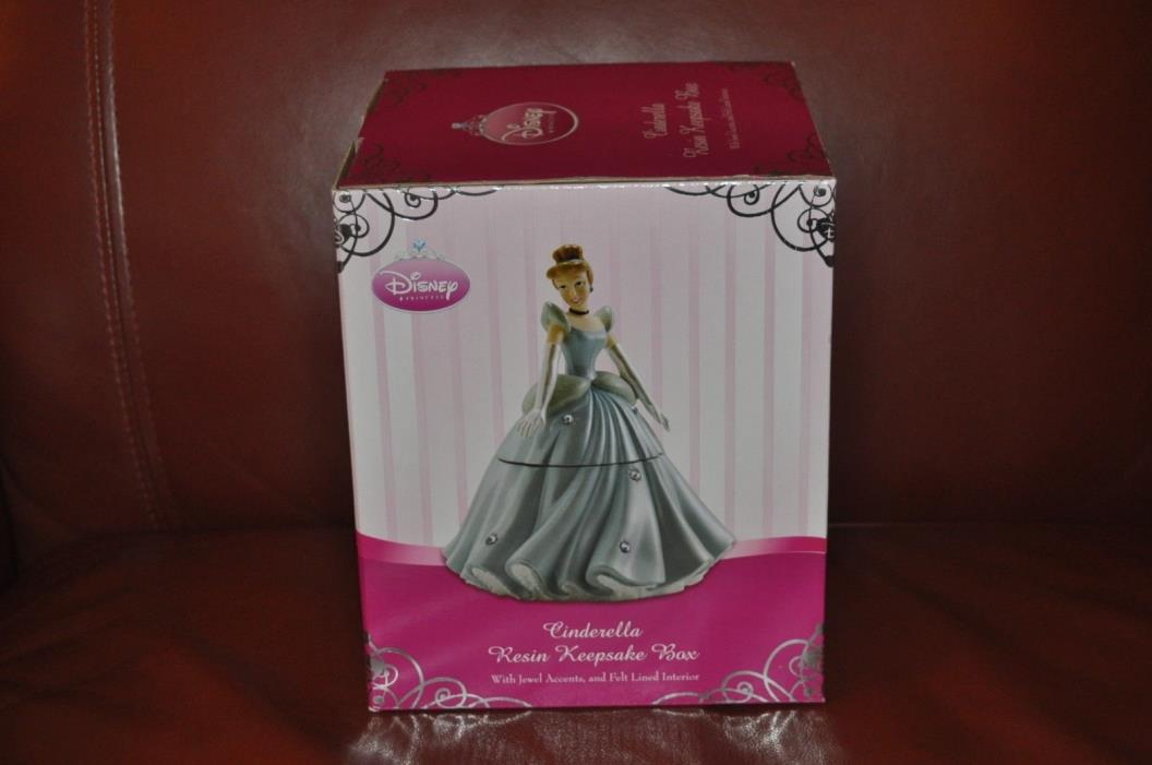 New Disney Princess Cinderella Figurine Trinket / Jewelry Resin Keepsake Box