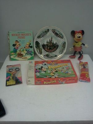 VTG Mickey Mouse Disneyland 6pcs.lot plate,book,pez,game doll &scissors