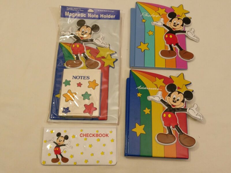 Disney Mickey Mouse LOT Photo Book NOTE Holder Address Book Checkbook Cover