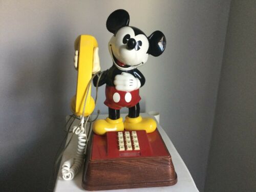 The Mickey Mouse Push Telephone Phone Made in USA American Telecommunications Co
