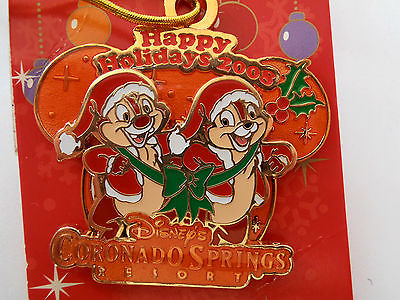 Disney Pin 65631 Happy Holidays 2008 Coronado Springs Chip Dale Christmas LE