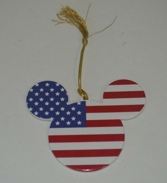 Disney Hidden Mickey Mouse Red White and Blue Flag Ornament