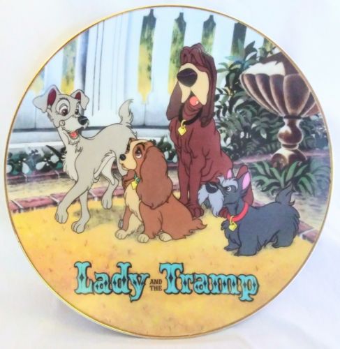 Rare Vintage Lady And The Tramp Disney Animals Collectible Decorative Plate Walt