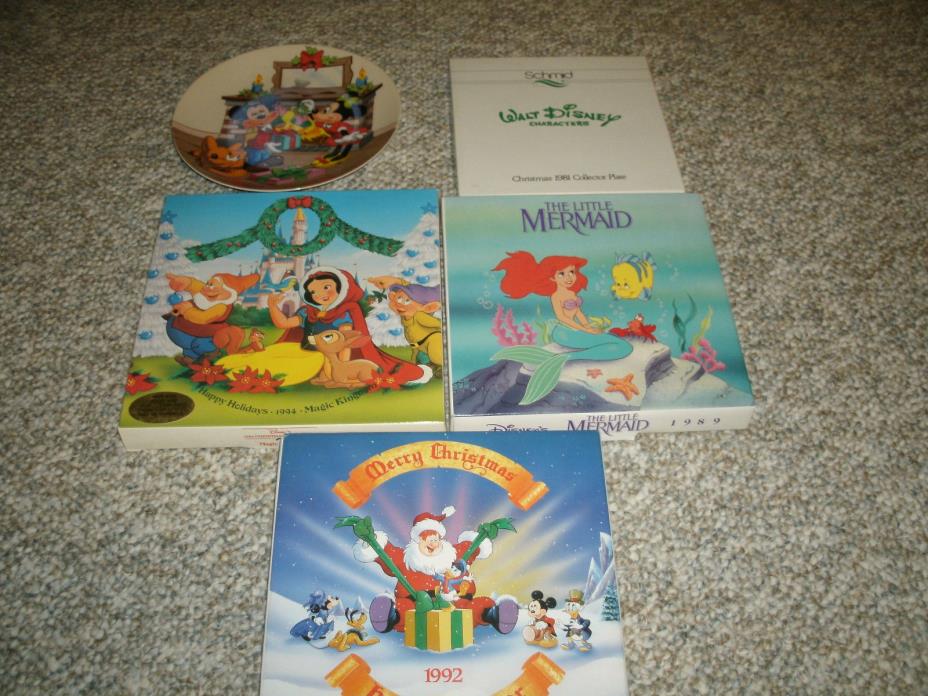 Walt Disney Collectible Plates (5) 1981, 1986, 1989, 1992, 1994 - Most In Boxes