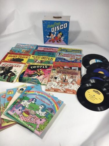 Walt Disney + Vintage See Hear Read Books With Vinyl Records 33 1/3 RPM Lot