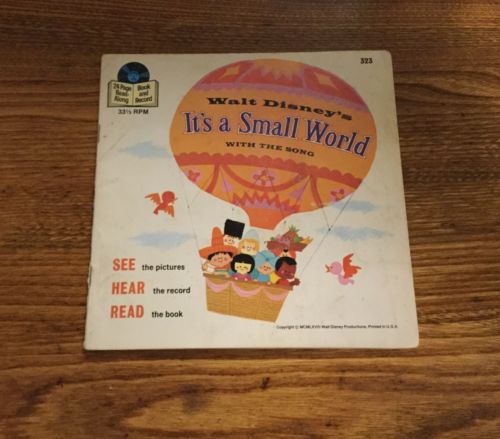 Disney It's a Small World See Hear Read Book and Record vintage 45/33 1/3