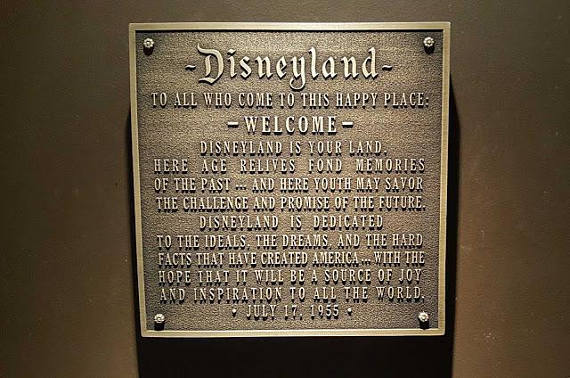 Disneyland welcome plaque replica plaque