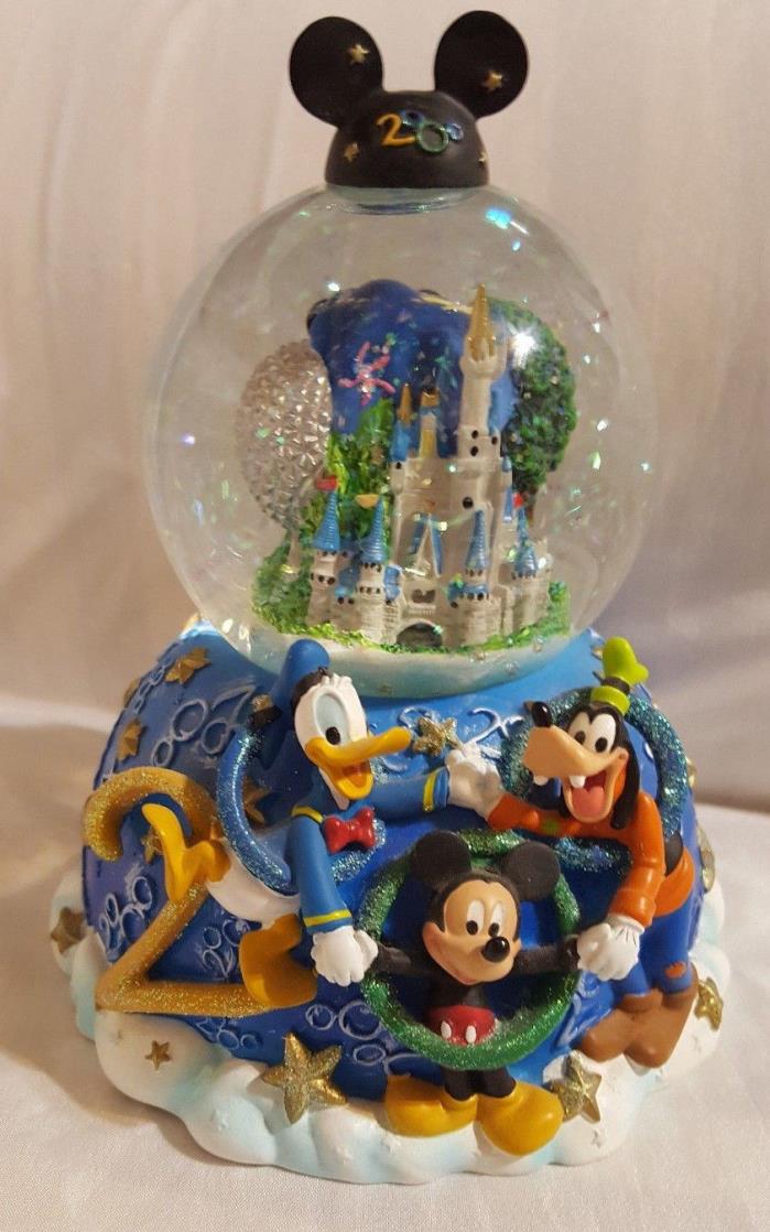 DISNEY WORLD 2000 Millennium Musical Snowglobe Snow Globe Mickey Donald Goofy