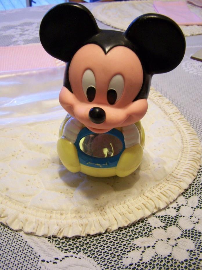 Vintage 1984 Disney Mickey Mouse Roly Poly Chime Mirror Toy